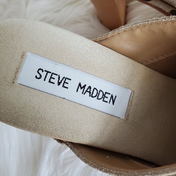 Steve Madden Faris Suede Studded Clogs Mules Wooden Heels SZ 8 - Picture 7 of 13